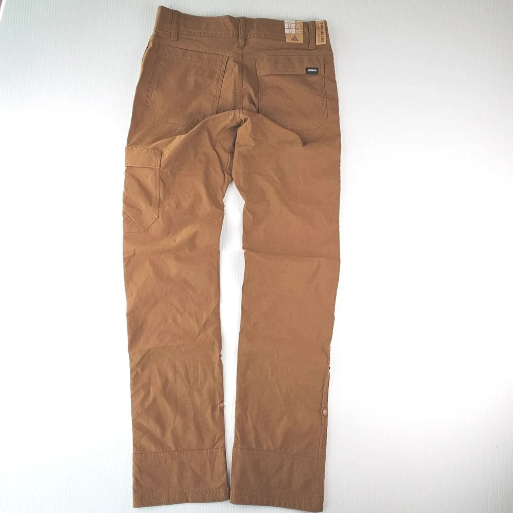 Prana Stretch Zion Slim Fit Tapered Leg Pant Mens 28x32 Brown Hiking Utility NWT